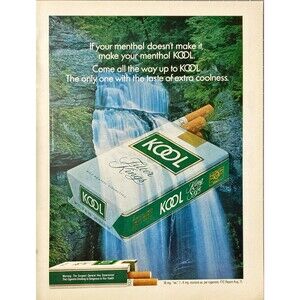 Kool Filter Kings Cigarettes"Come All The Way To Kool:Waterfall"Playboy Print Ad